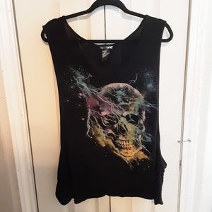 Hottopic Rainbow Lightning Skull Drop Armhole Tank